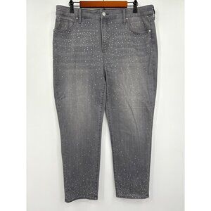 Chico's So Slimming Girlfriend Slim Leg Ankle Denim Jean Gray Studded 3 (16)